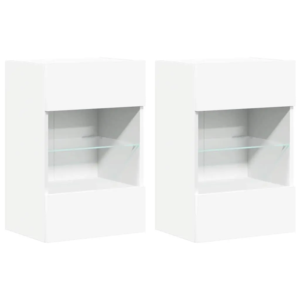 Wall Cabinets for Living Room 40x30x60.5 cm with RGB LED Lights 2 pcs White