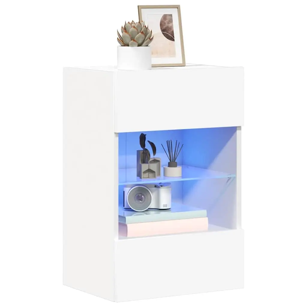 Wall Cabinets for Living Room 40x30x60.5 cm with RGB LED Lights 2 pcs White