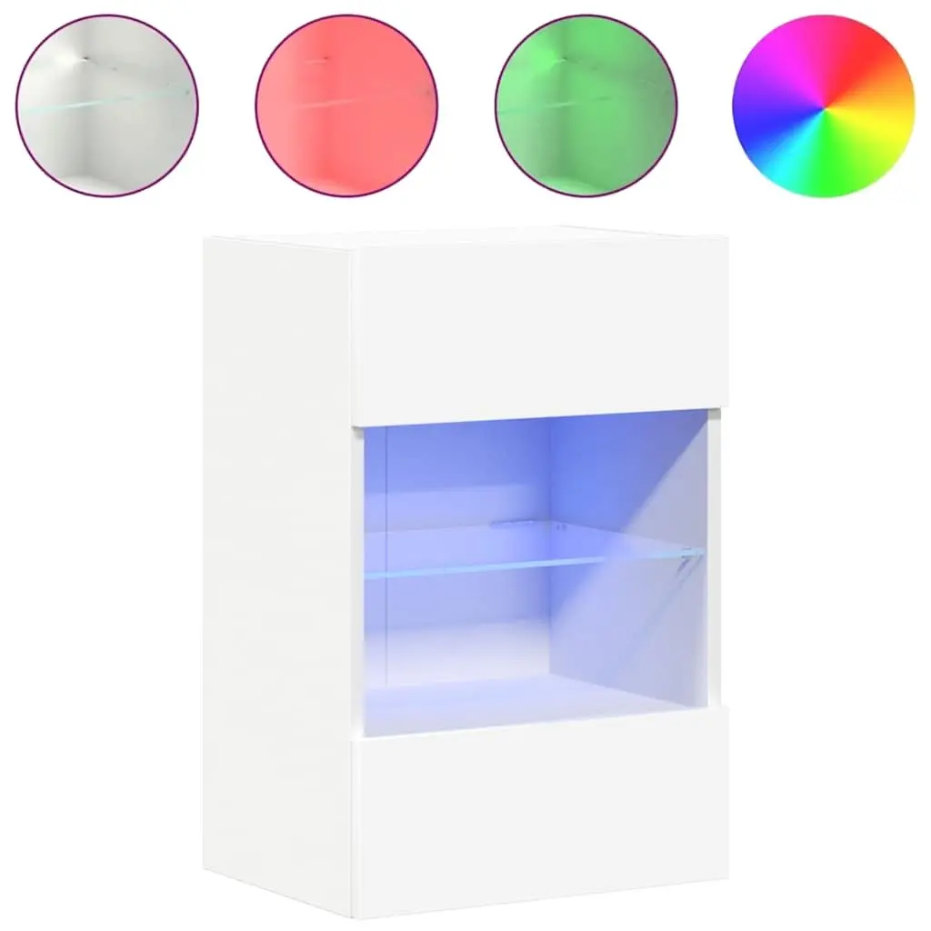 Wall Cabinets for Living Room 40x30x60.5 cm with RGB LED Lights 2 pcs White