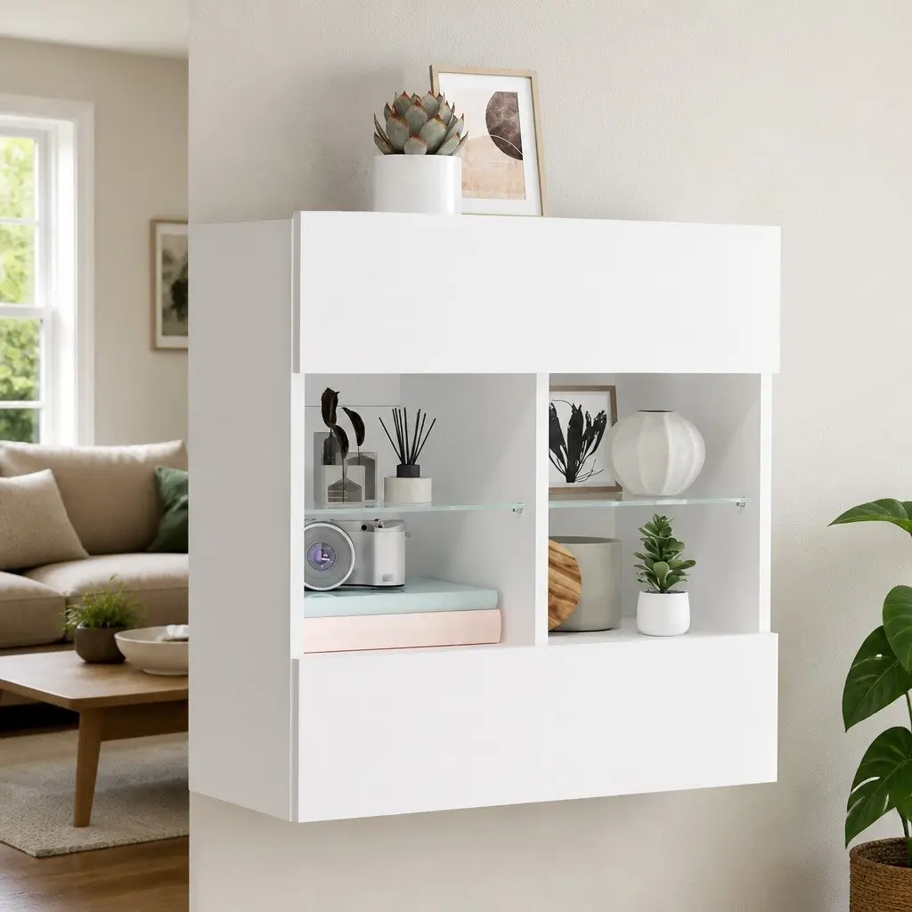 White Floating TV Wall Cabinet with LED