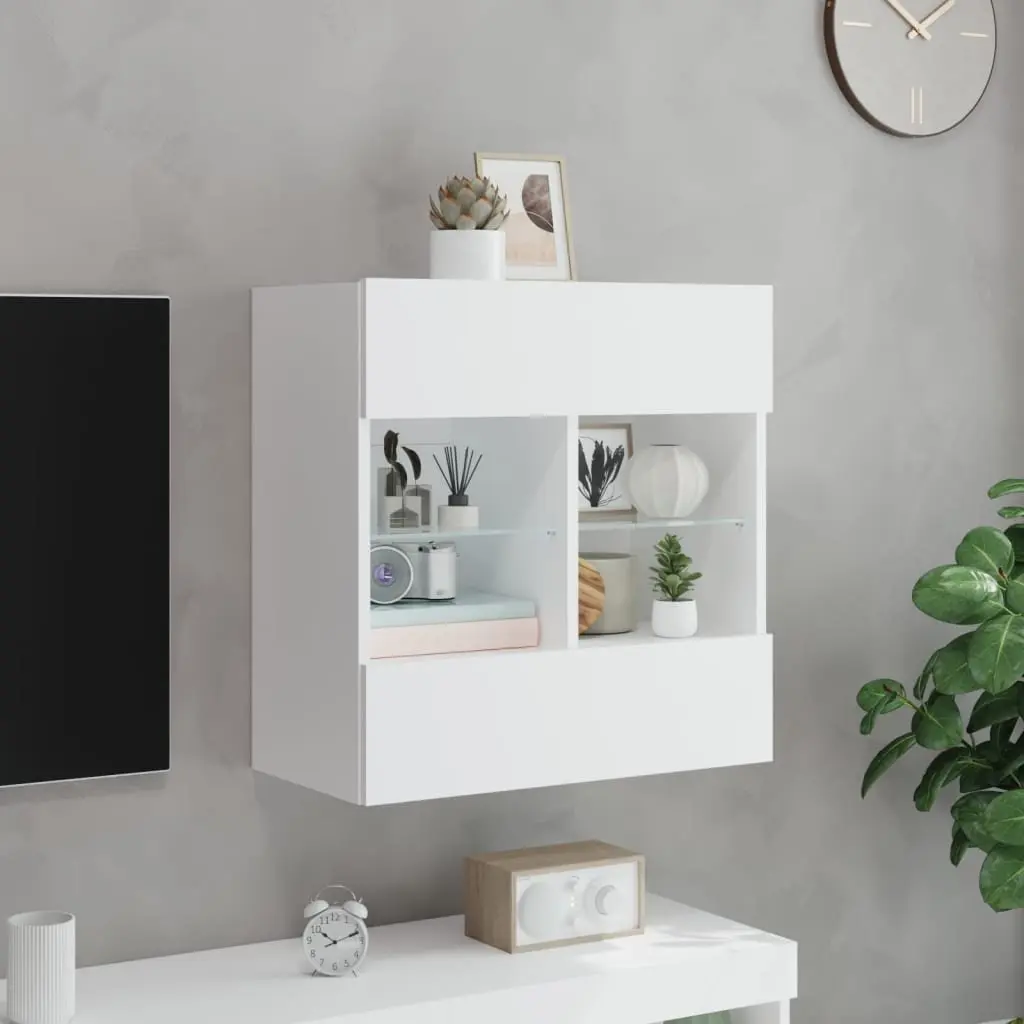 White Floating TV Wall Cabinet with LED