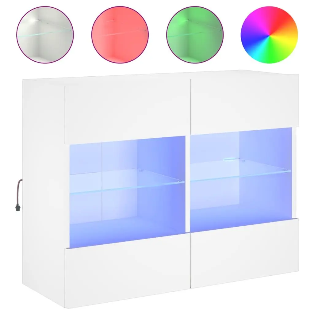 TV Wall Cabinet for Living Room or Bedroom 78.5 x 30 x 60.5 cm White with RGB LED Lights