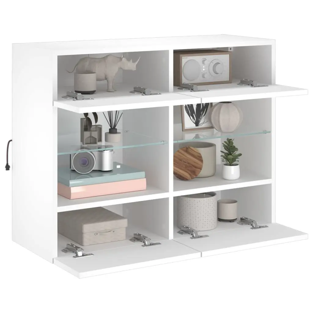 TV Wall Cabinet for Living Room or Bedroom 78.5 x 30 x 60.5 cm White with RGB LED Lights