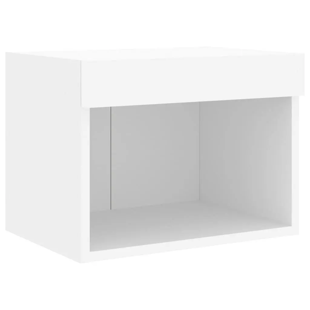 Wall-mounted Bedside Cabinet for Bedroom with RGB LED Lights White