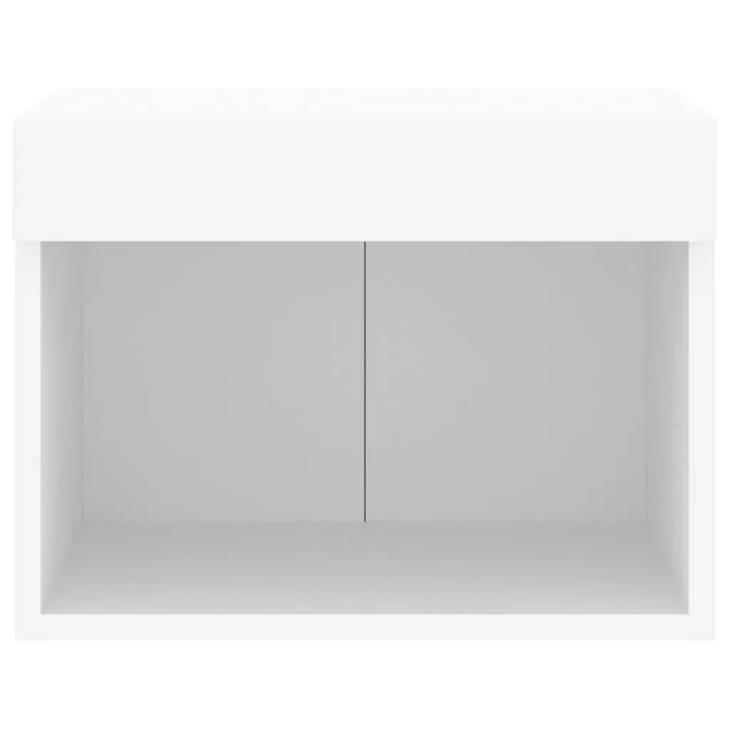 Wall-mounted Bedside Cabinet for Bedroom with RGB LED Lights White