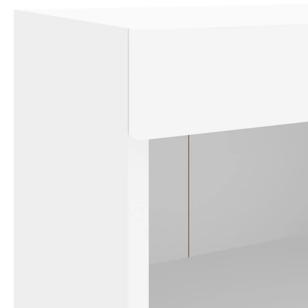 Wall-mounted Bedside Cabinet for Bedroom with RGB LED Lights White