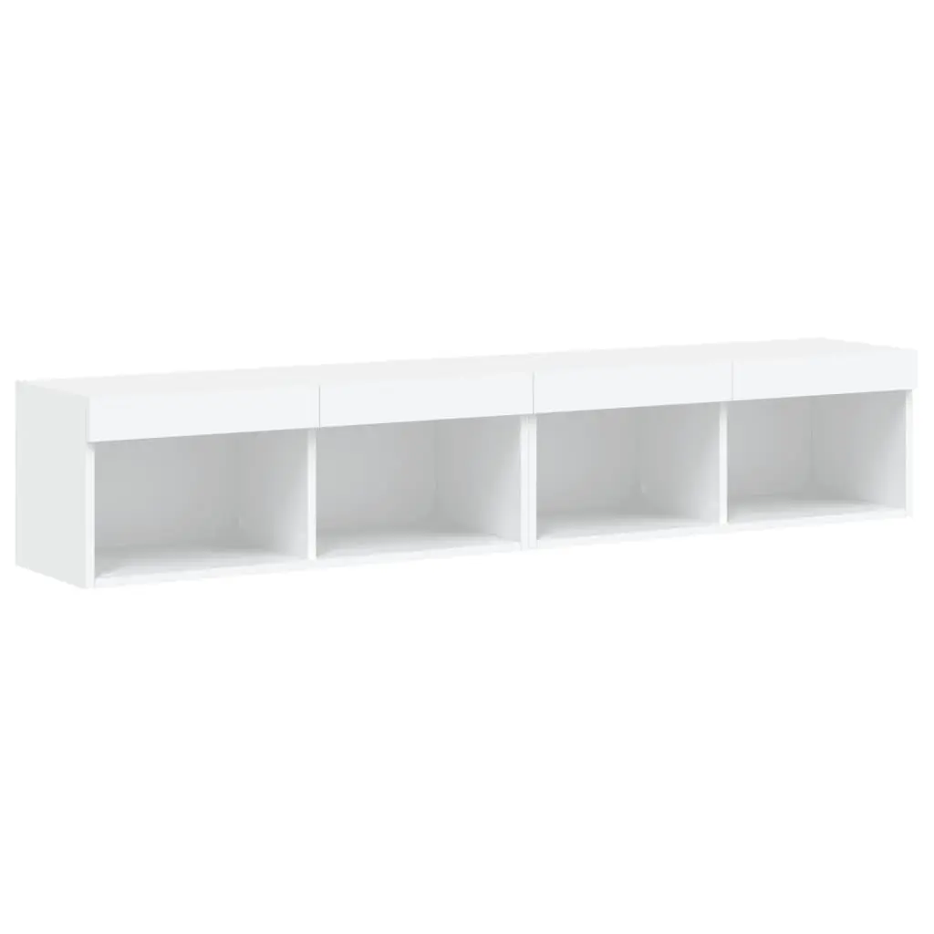 White Wall-Mounted TV Cabinet with LED Lights