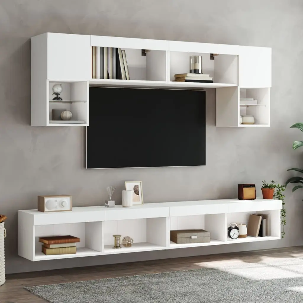 TV Cabinet Wall-Mounted Media Storage Unit White 100x30x30cm