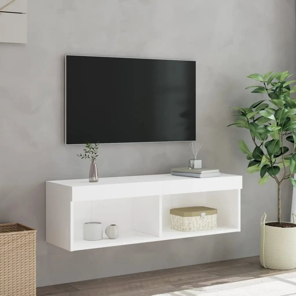 TV Cabinet Wall-Mounted Media Storage Unit White 100x30x30cm