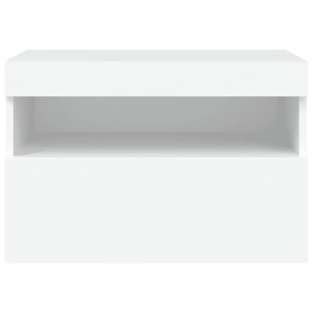 Floating Media Unit White 60x30x40cm RGB LED Lights for Living Room Storage