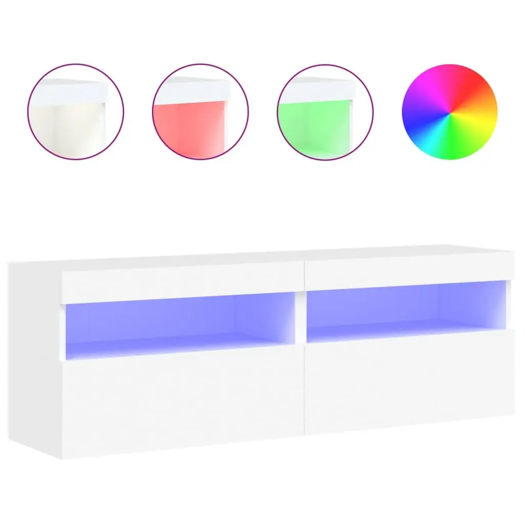 TV Wall Cabinet for Living Room with RGB LED Lights White 60x30x40cm