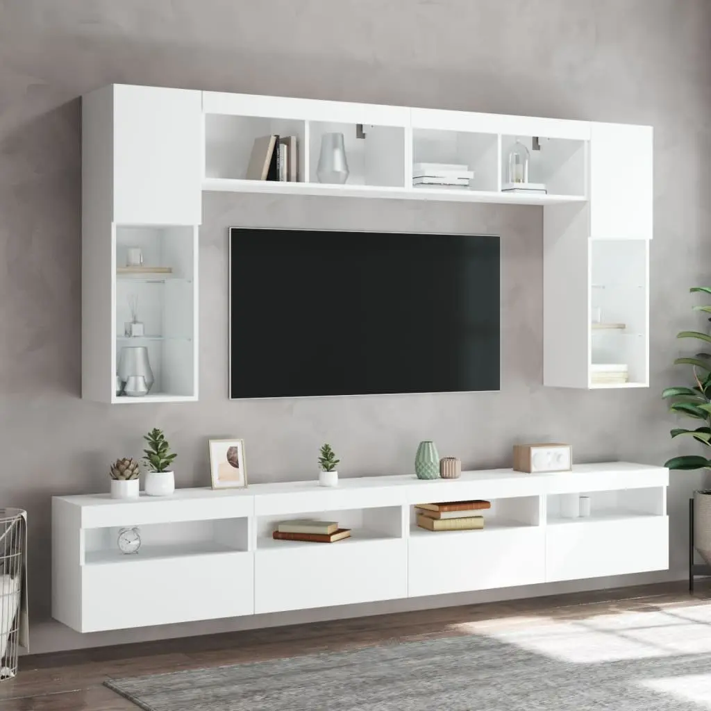 TV Wall Cabinet for Living Room with RGB LED Lights White 60x30x40cm