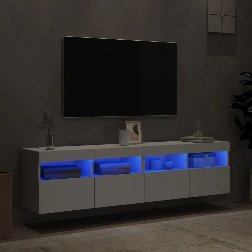 TV Wall Cabinet for Living Room with RGB LED Lights White 80x30x40cm
