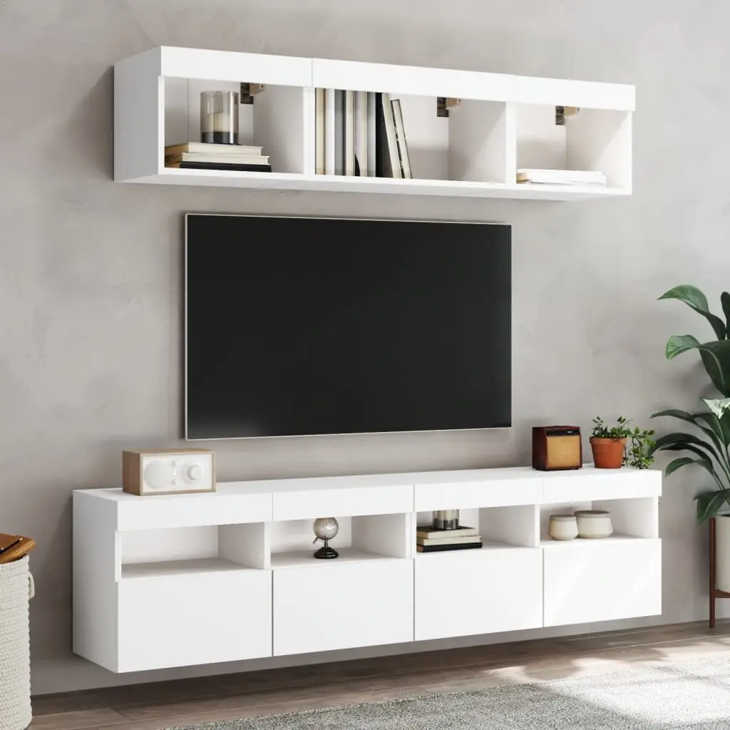 TV Wall Cabinet for Living Room with RGB LED Lights White 80x30x40cm