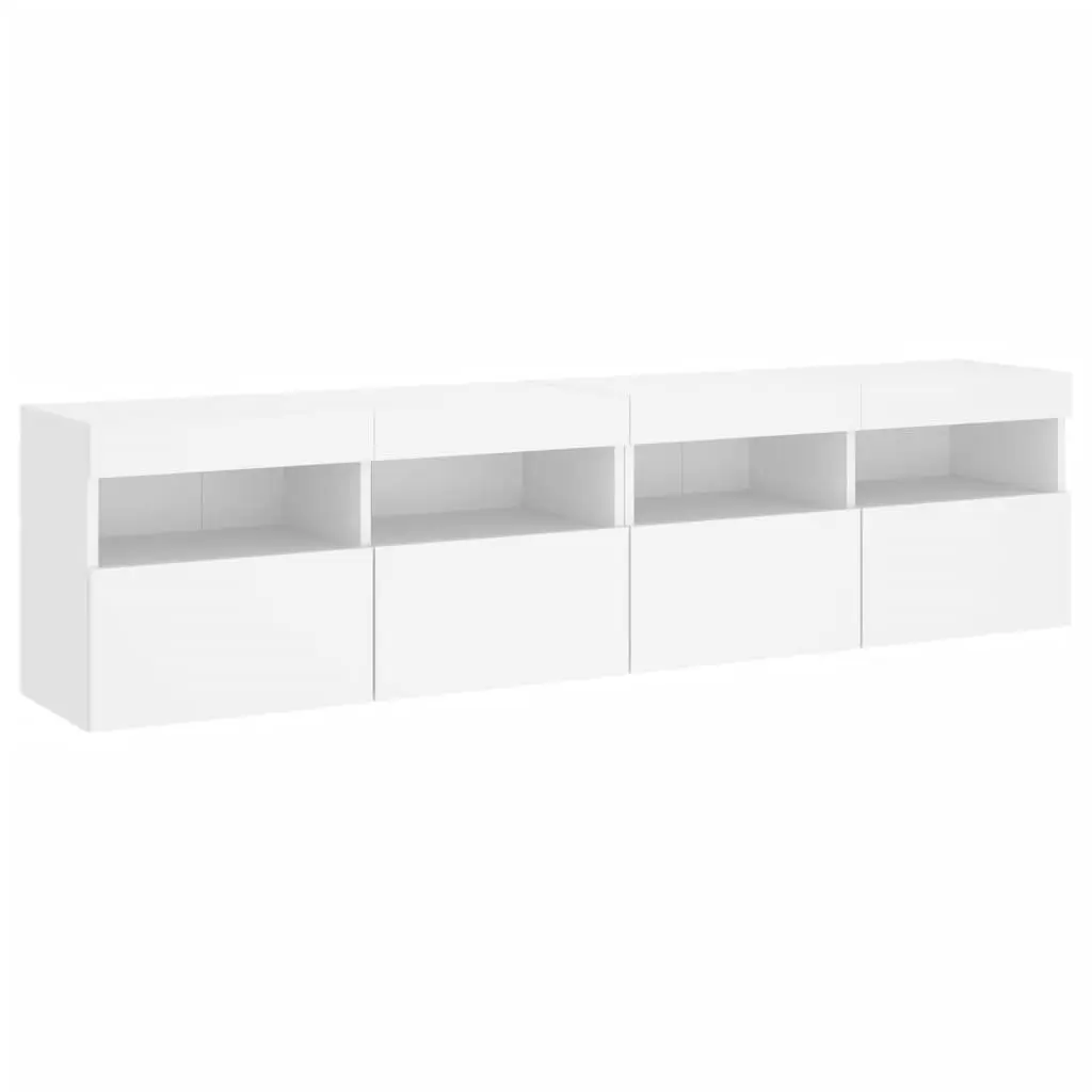 TV Wall Cabinet for Living Room with RGB LED Lights White 80x30x40cm