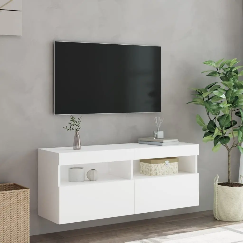 White Wall-Mounted TV Storage Unit