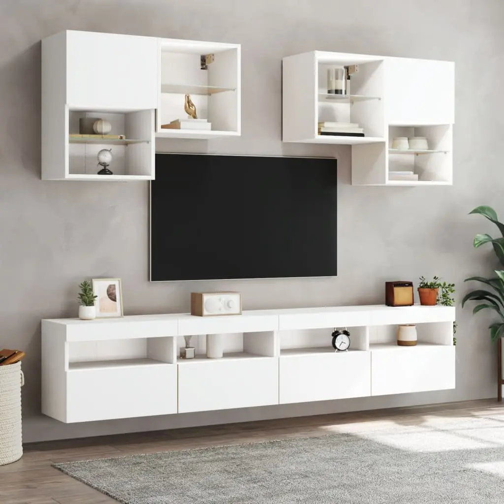 White Wall-Mounted TV Storage Unit
