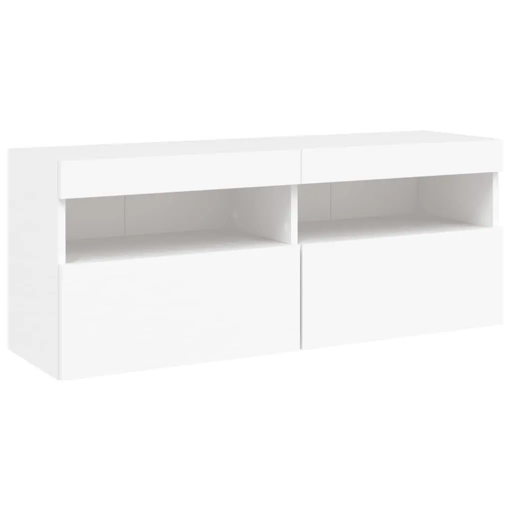 White Wall-Mounted TV Storage Unit