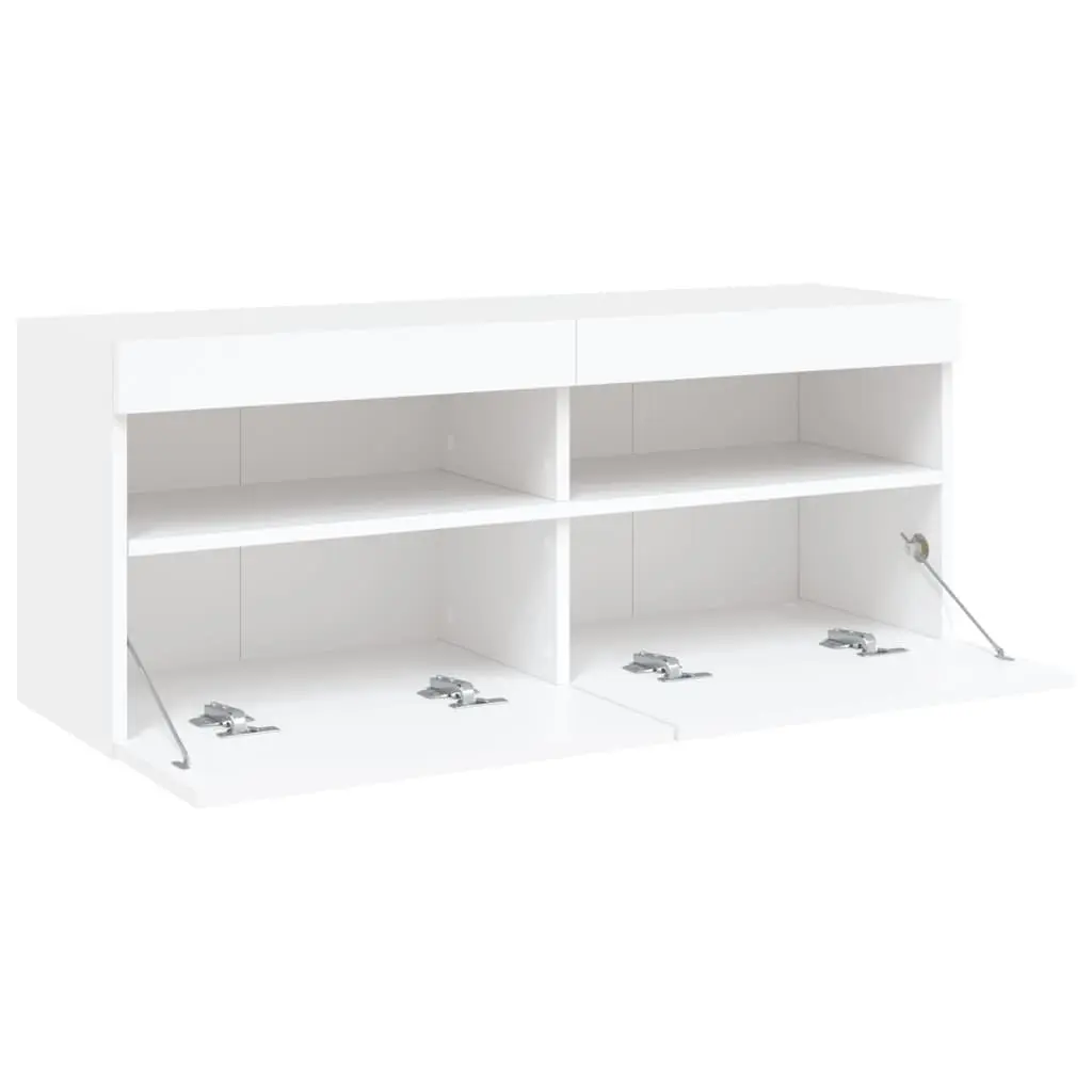 White Wall-Mounted TV Storage Unit