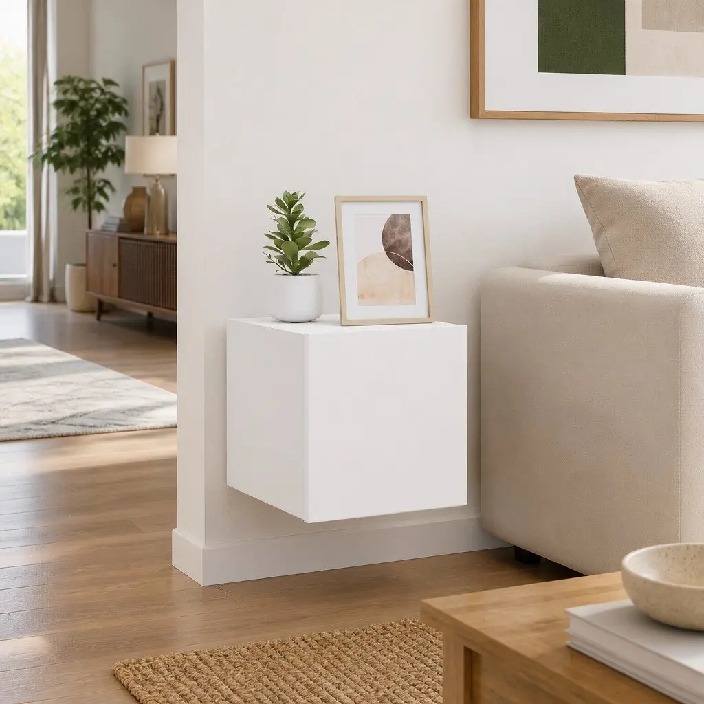 TV Wall Cabinets for Living Room 2 Piece White with RGB LED Lights