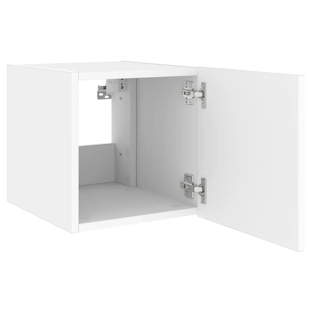 TV Wall Cabinets for Living Room 2 Piece White with RGB LED Lights