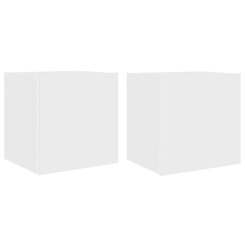 White Floating TV Wall Cabinets Set with LED Lights