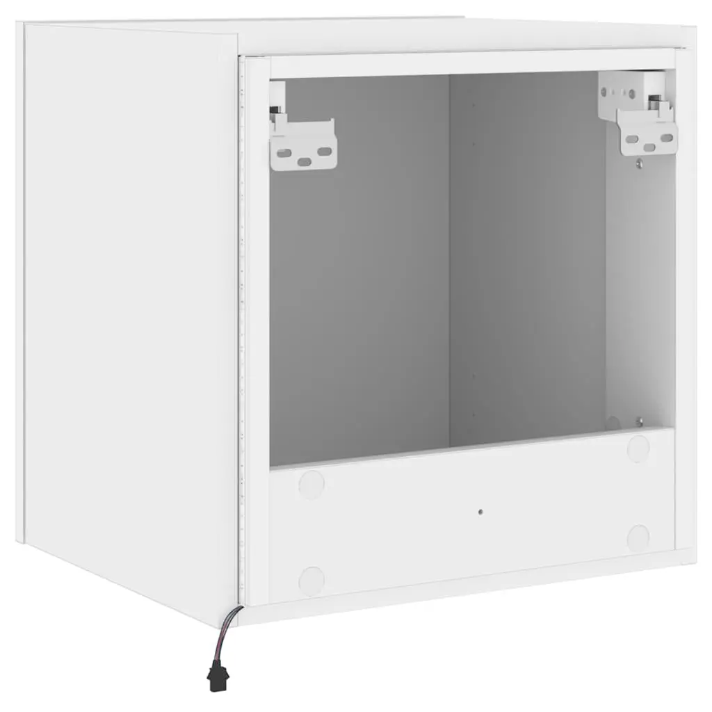 White Floating TV Wall Cabinets Set with LED Lights