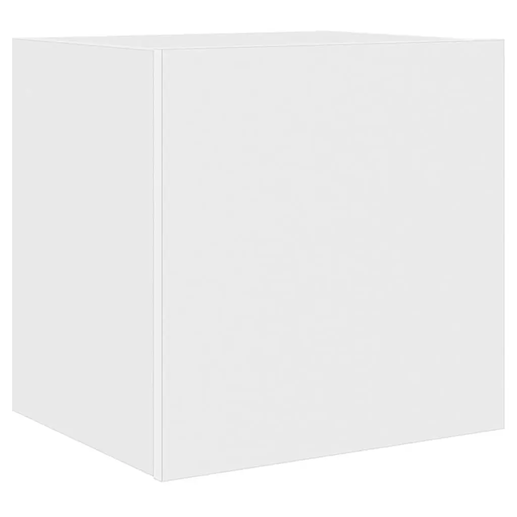 White Floating TV Wall Cabinets Set with LED Lights