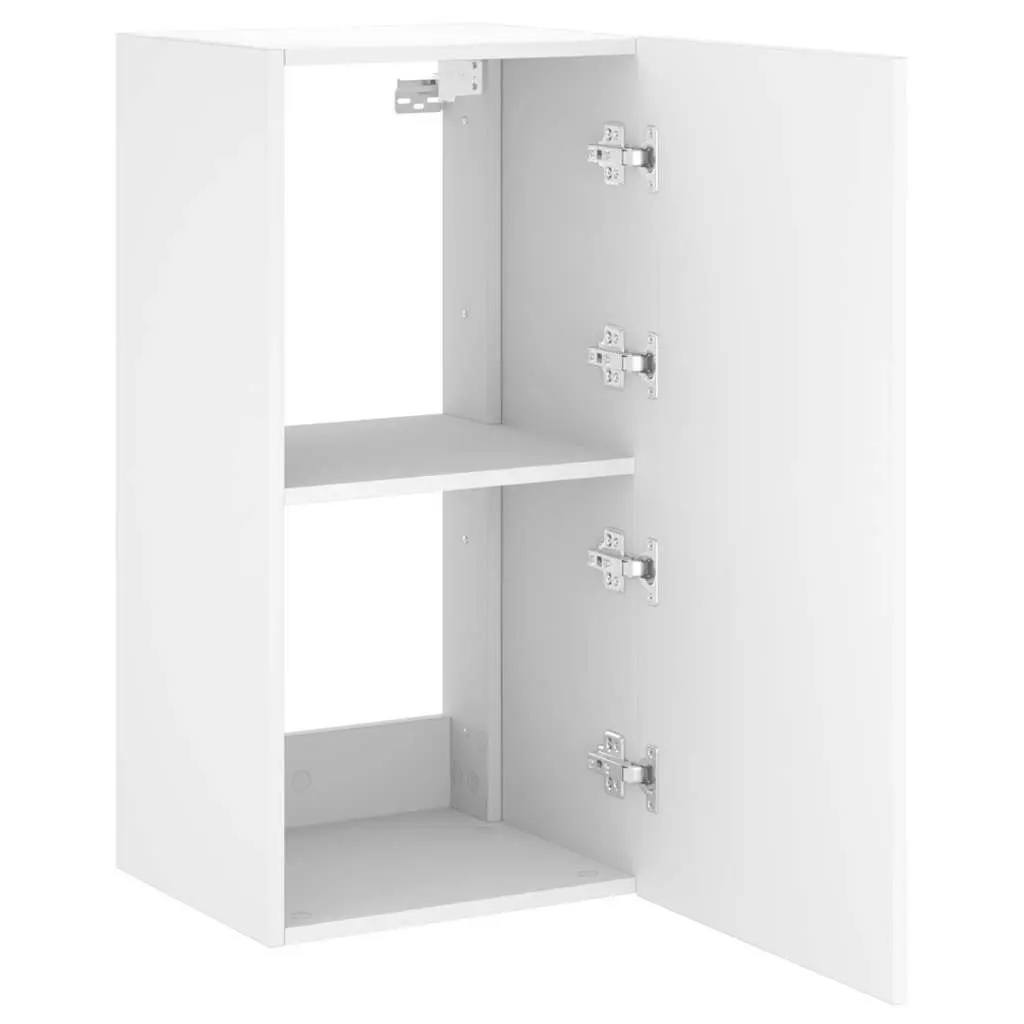 TV Wall Cabinet for Living Room White Floating Media Unit with RGB LED Lights 40.5 x 35 x 80 cm