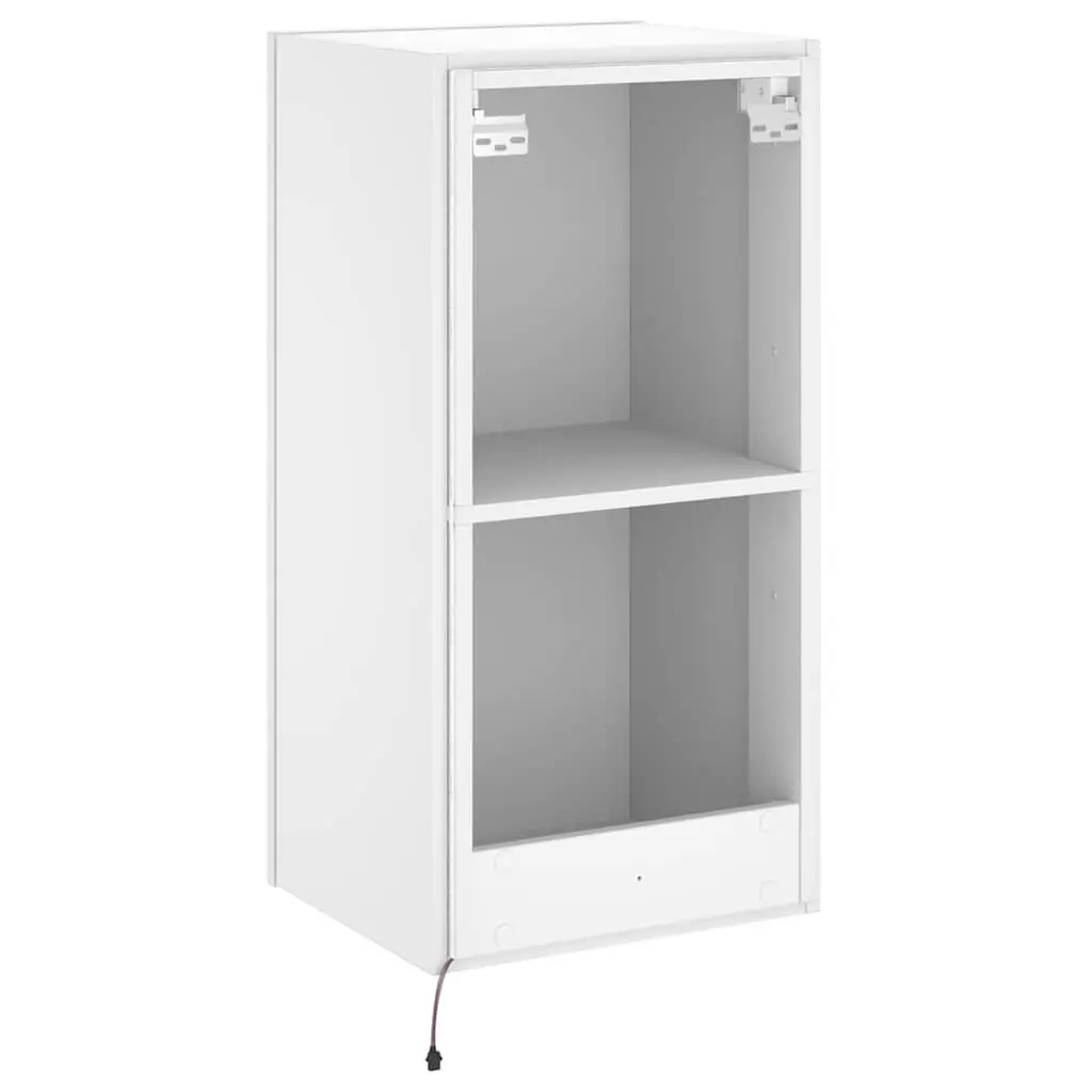 TV Wall Cabinet for Living Room White Floating Media Unit with RGB LED Lights 40.5 x 35 x 80 cm