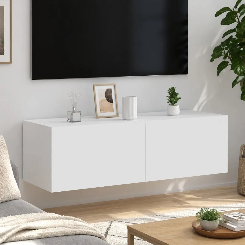 TV Wall Cabinet for Living Room White Wall-Mounted 100 x 35 x 31 cm
