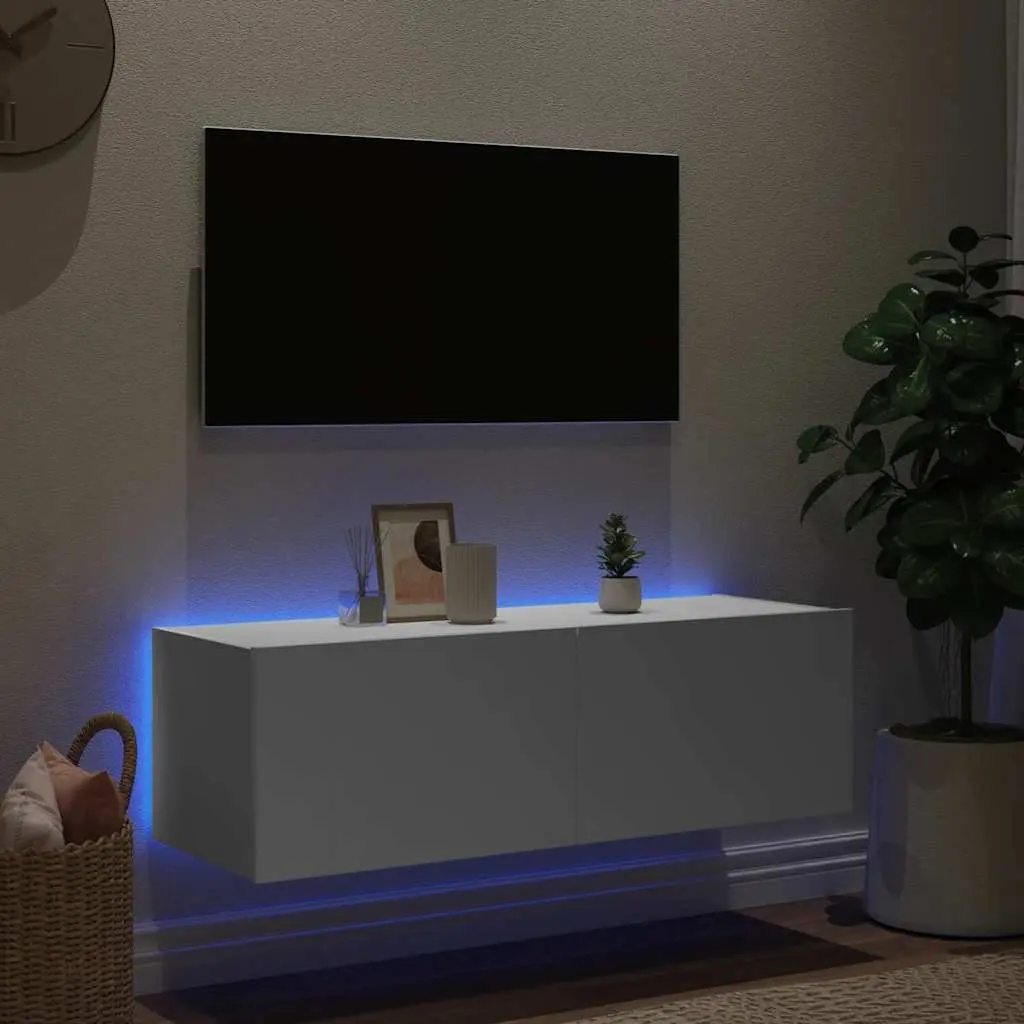 TV Wall Cabinet for Living Room White Wall-Mounted 100 x 35 x 31 cm