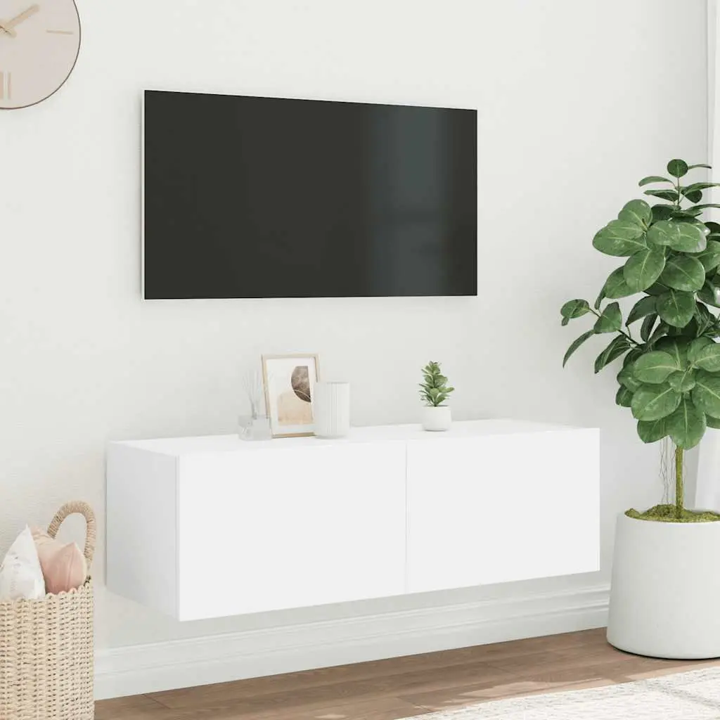 TV Wall Cabinet for Living Room White Wall-Mounted 100 x 35 x 31 cm