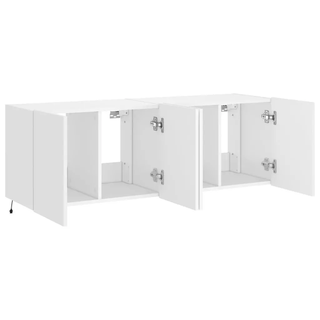 TV Wall Cabinets with RGB LED Lights 2 pcs White Floating Storage Unit