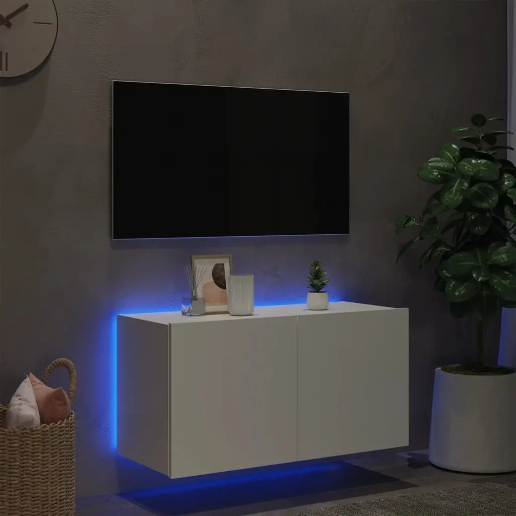 White LED TV Wall Cabinet