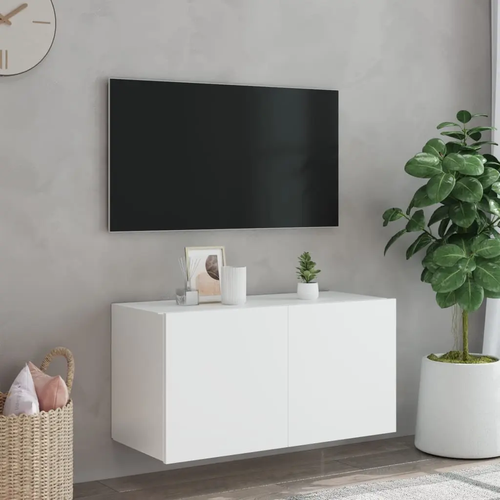White LED TV Wall Cabinet