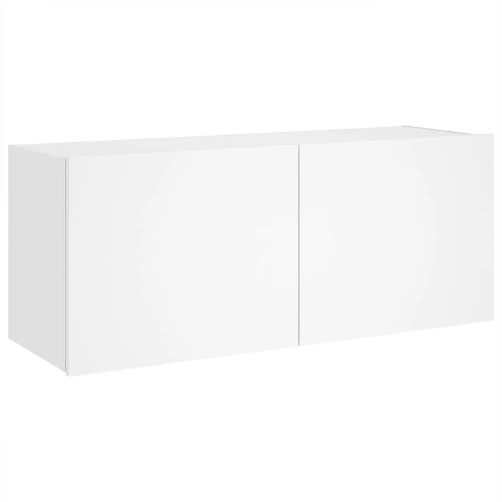 TV Wall Cabinet for Living Room White Floating Media Unit with RGB LED Lights