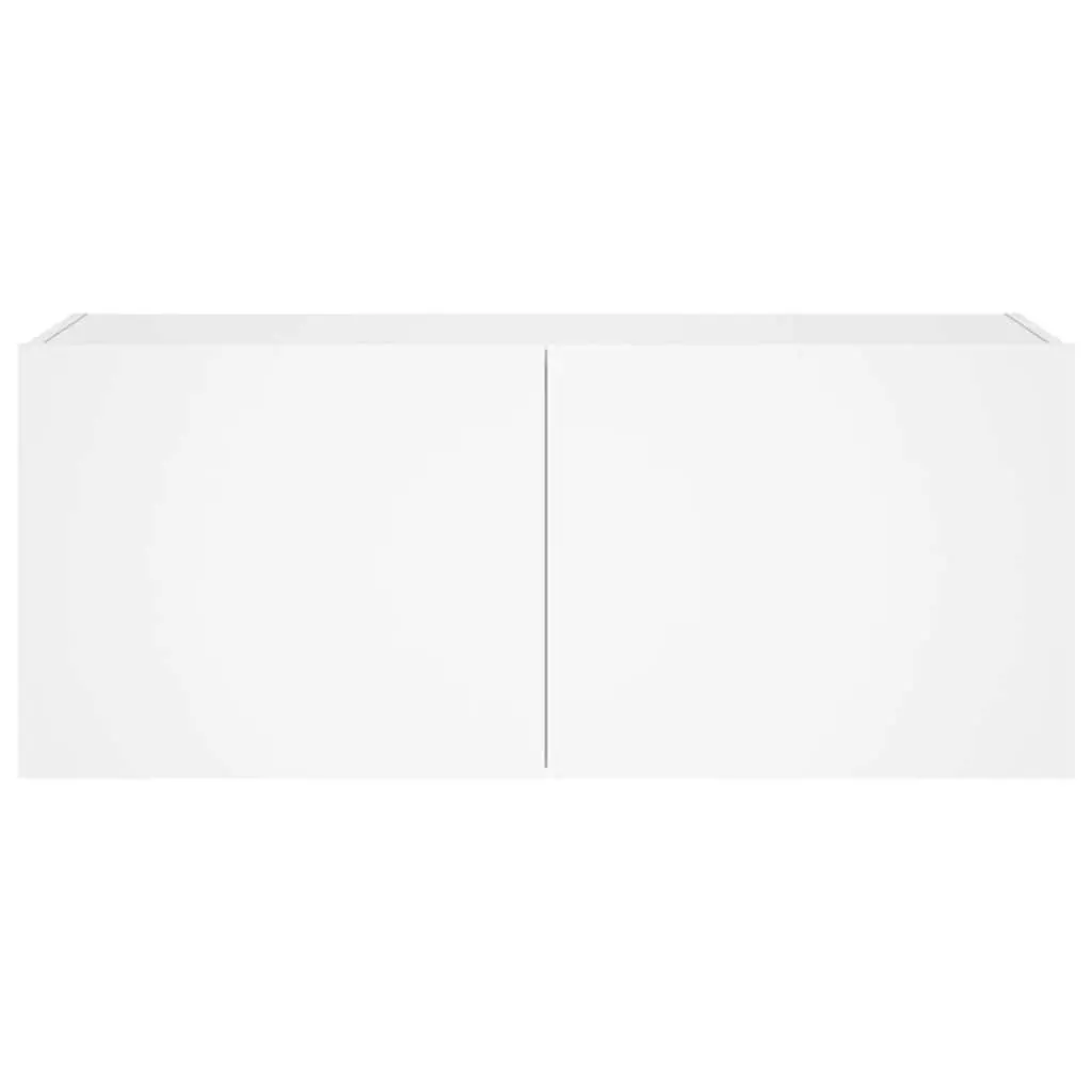 TV Wall Cabinet for Living Room White Floating Media Unit with RGB LED Lights