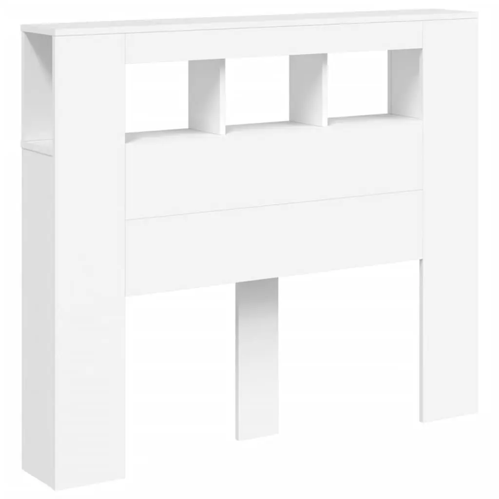 LED Headboard 120cm White Engineered Wood Bedroom Backrest Storage Display