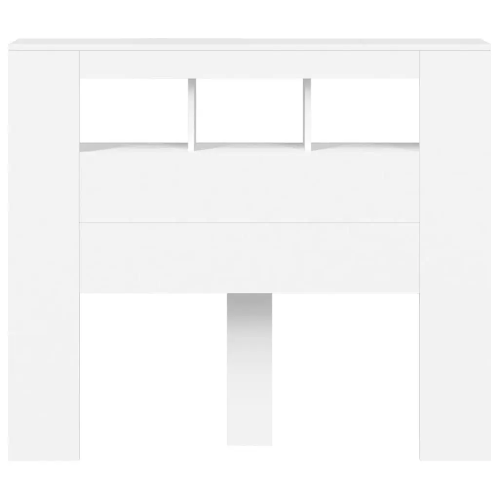 LED Headboard 120cm White Engineered Wood Bedroom Backrest Storage Display