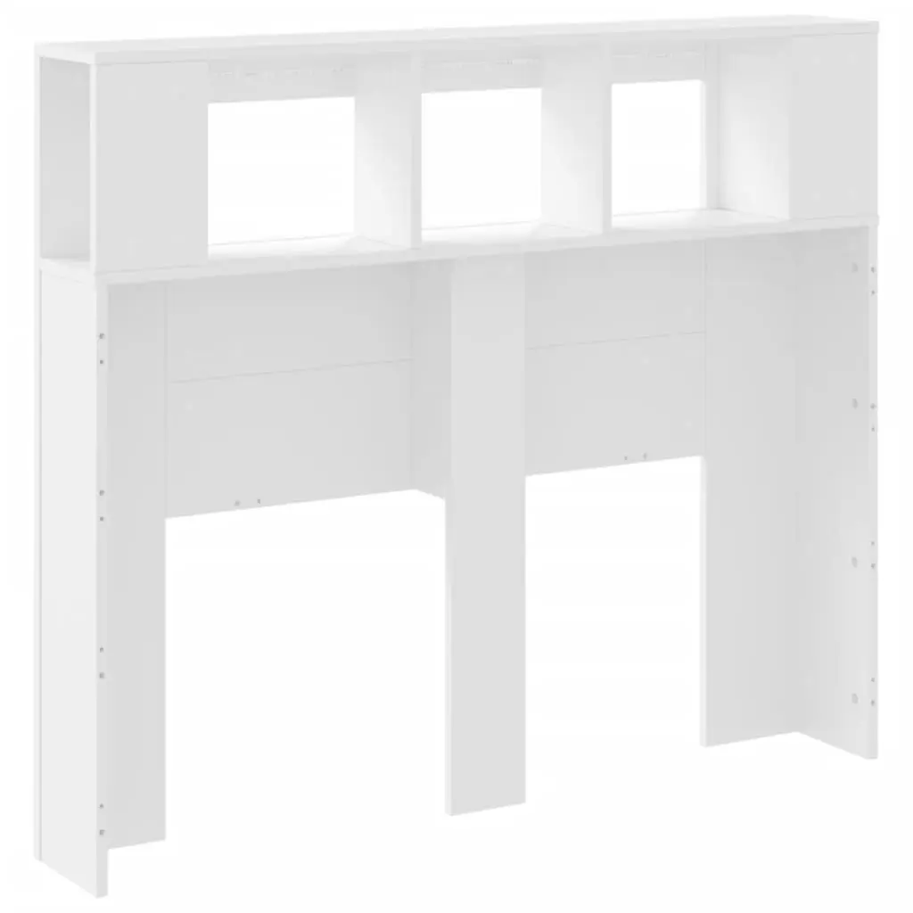 LED Headboard 120cm White Engineered Wood Bedroom Backrest Storage Display