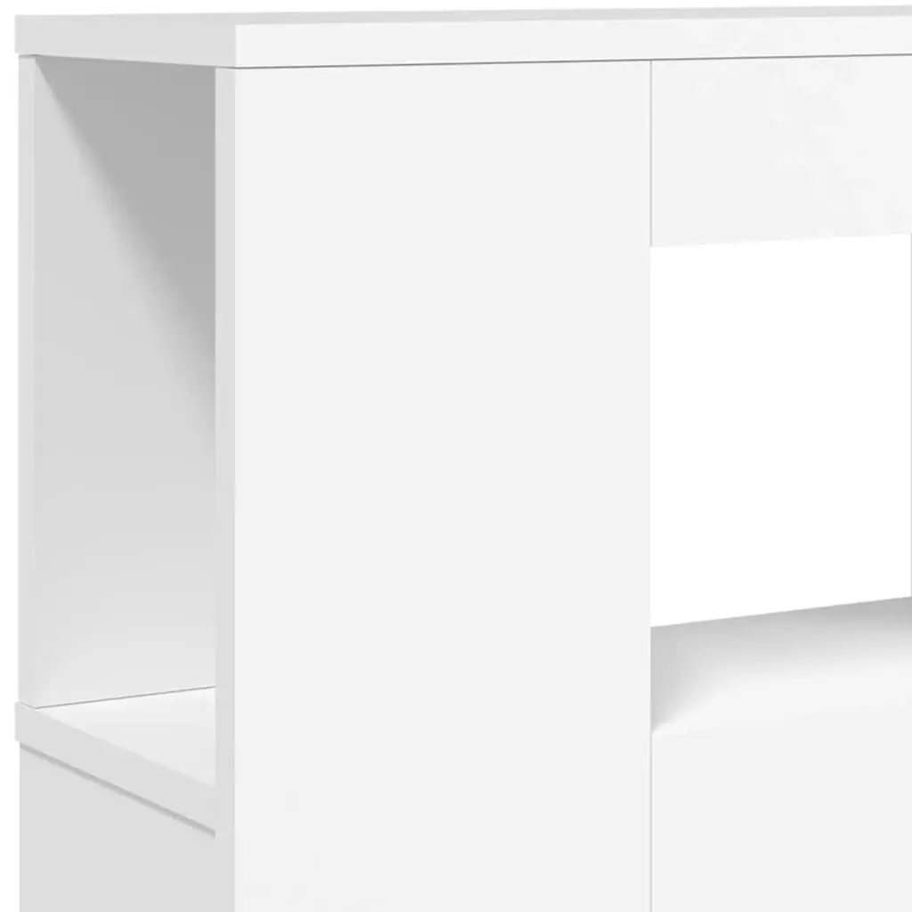LED Headboard 120cm White Engineered Wood Bedroom Backrest Storage Display