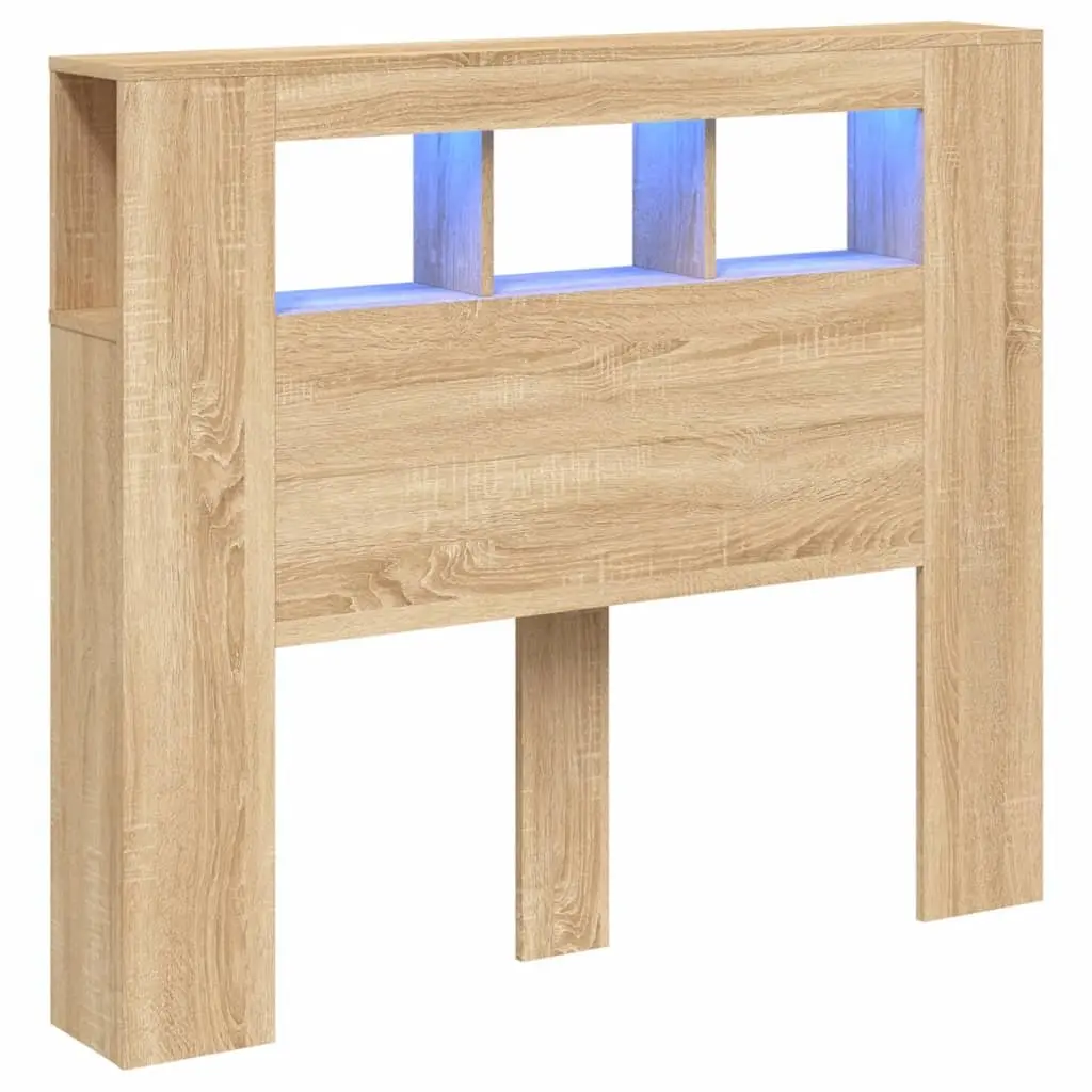 LED Headboard Bedroom Furniture 120cm Engineered Wood Modern Storage Display
