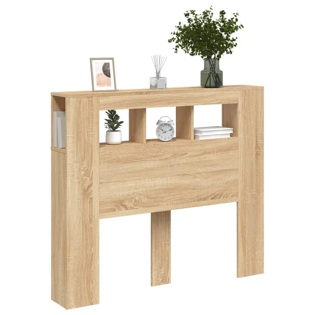 LED Headboard Bedroom Furniture 120cm Engineered Wood Modern Storage Display