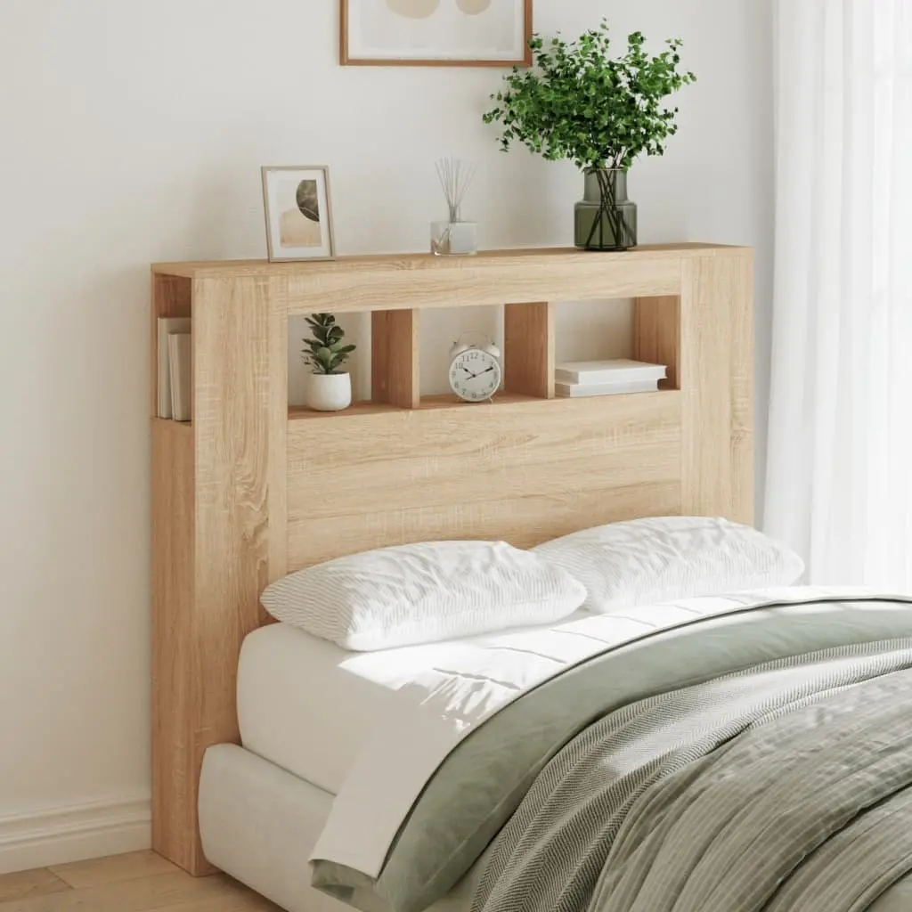LED Headboard Bedroom Furniture 120cm Engineered Wood Modern Storage Display
