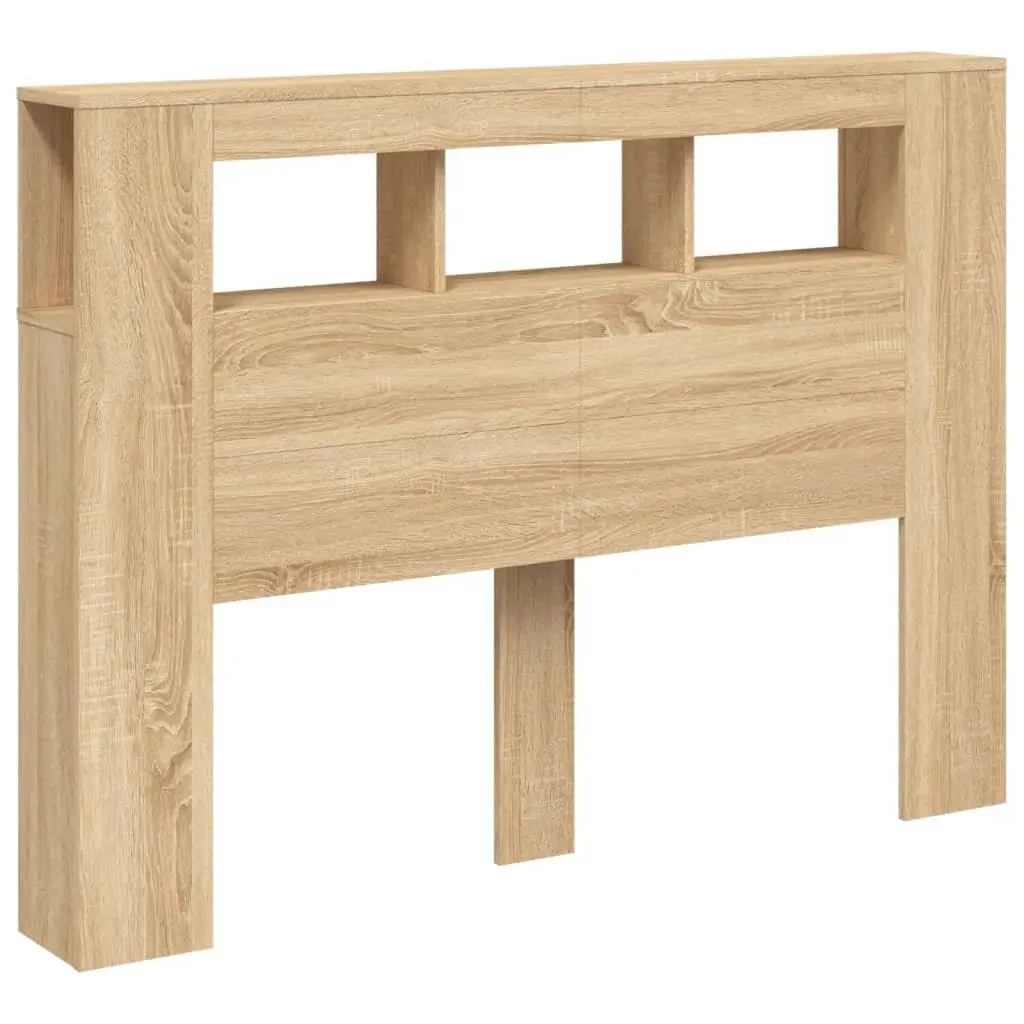 LED Headboard Bedroom 140 cm Brown Engineered Wood Modern Furniture