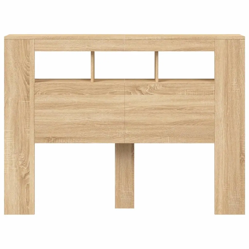 LED Headboard Bedroom 140 cm Brown Engineered Wood Modern Furniture