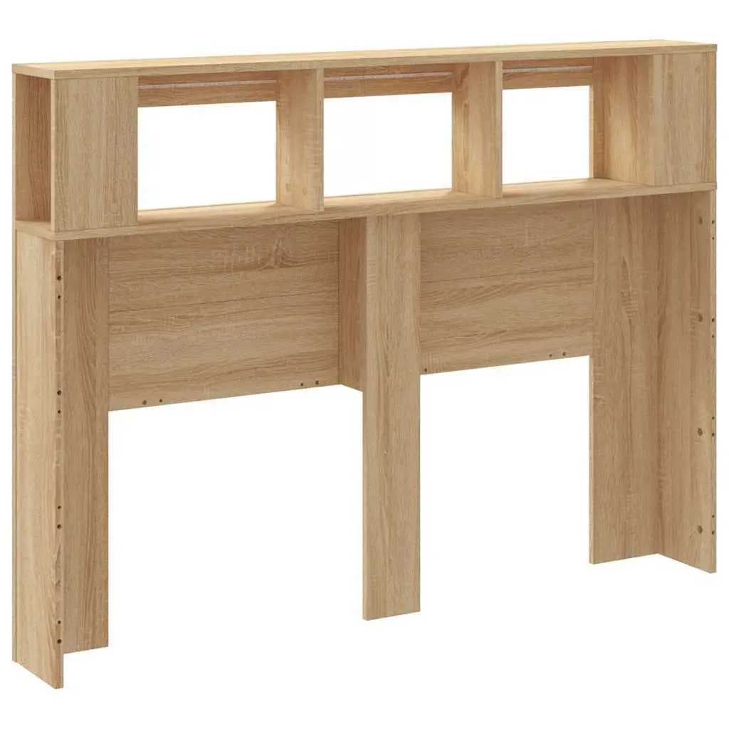 LED Headboard Bedroom 140 cm Brown Engineered Wood Modern Furniture