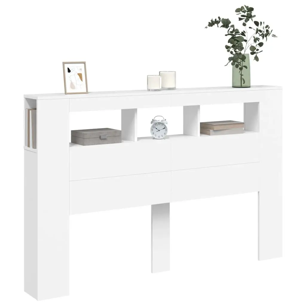 LED Headboard 160cm with Engineered Wood in White
