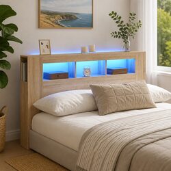 LED Headboard Specifications: 160cm Brown Engineered Wood